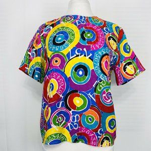 Anna and Frank Womens M Top 100% Silk Pink Blue Mu